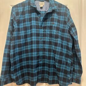 L.L. Bean Men's Casual Blue and Black Plaid Shirt
